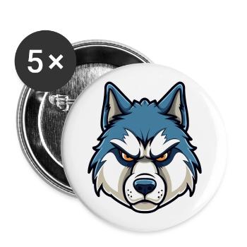 Husky chien race aquarelle dessin animé Kawaii Clipart - Lot de 5 grands badges (56 mm) - blanc - Devant