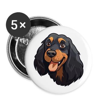 Gordon Setter chien race aquarelle dessin animé Kawaii - Lot de 5 grands badges (56 mm) - blanc - Devant
