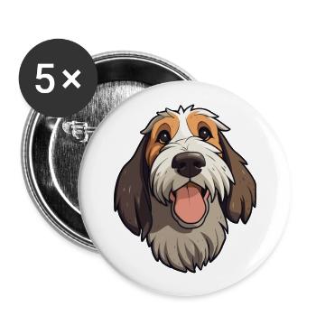 Grand Basset Griffon Vendéen race de chien aquarelle - Lot de 5 grands badges (56 mm) - blanc - Devant