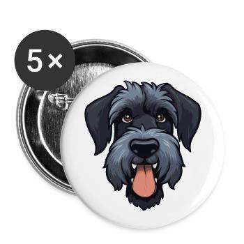 Giant Schnauzer Dog Breed Watercolor Cartoon Kawai - Buttons large 2.2''/56 mm (5-pack) - white - Front