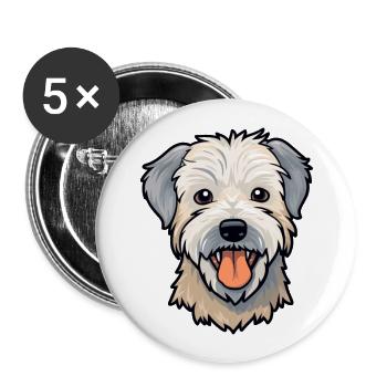 Glen Of Imaal Terrier chien race aquarelle dessin animé - Lot de 5 grands badges (56 mm) - blanc - Devant