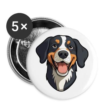 Entlebucher Mountain Dog Breed Aquarelle Cartoon - Lot de 5 grands badges (56 mm) - blanc - Devant