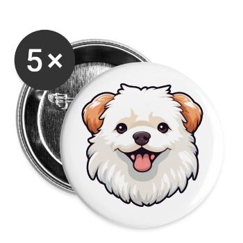 Russisches Spielzeug Hunderasse Aquarell Karikatur Kawaii Cl - Buttons groß 56 mm (5er Pack) - Weiß - Vorne