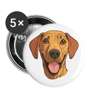 Rhodesian Ridgeback Hunderasse Aquarell Karikatur K - Buttons groß 56 mm (5er Pack) - Weiß - Vorne