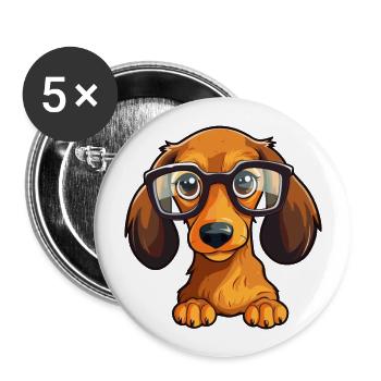 Dachshund Dog Breed Watercolor Cartoon Kawaii Glas - Buttons large 2.2''/56 mm (5-pack) - white - Front