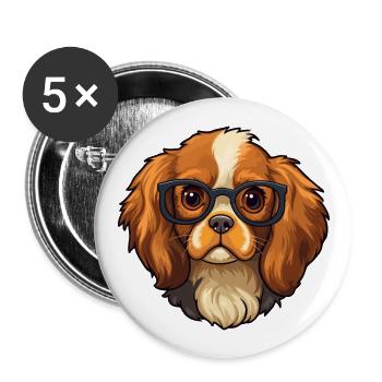 Cavalier King Charles Spaniel chien race aquarelle - Lot de 5 grands badges (56 mm) - blanc - Devant