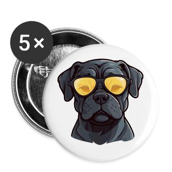 Cane Corso Dog Breed Watercolor Cartoon Kawaii Gla - Buttons large 2.2''/56 mm (5-pack) - white - Front
