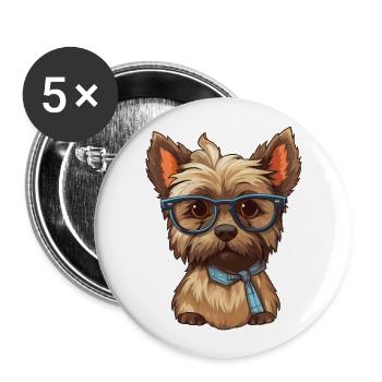 Cairn Terrier Hunderasse Aquarell Karikatur Kawaii - Buttons groß 56 mm (5er Pack) - Weiß - Vorne