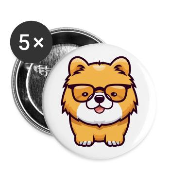 Chow Chow Dog Breed Watercolor Cartoon Kawaii Glas - Buttons large 2.2''/56 mm (5-pack) - white - Front