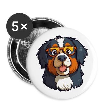 Bernese Mountain Dog Breed Watercolor Cartoon Kawa - Buttons large 2.2''/56 mm (5-pack) - white - Front