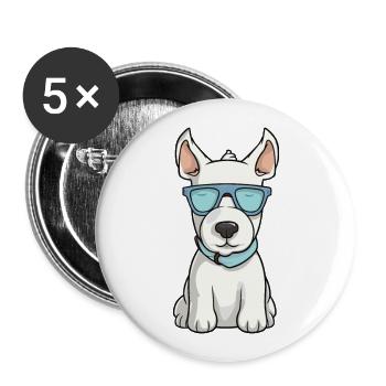 Bull Terrier chien race aquarelle dessin animé Kawaii G - Lot de 5 grands badges (56 mm) - blanc - Devant