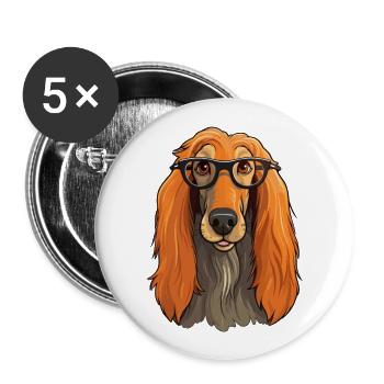 Afghan Hound Dog Breed Watercolor Cartoon Kawaii G - Buttons large 2.2''/56 mm (5-pack) - white - Front
