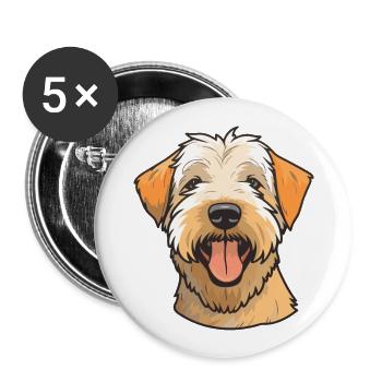 Doux enduit Wheaten Terrier chien race aquarelle C - Lot de 5 grands badges (56 mm) - blanc - Devant