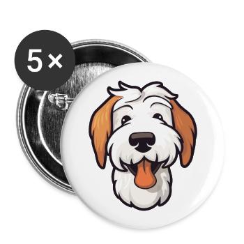 Sealyham Terrier Dog Breed Watercolor Cartoon Kawa - Buttons large 2.2''/56 mm (5-pack) - white - Front