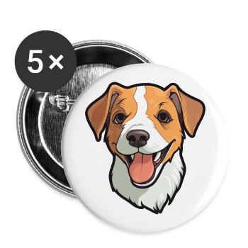 Russell Terrier Hunderasse Aquarell Cartoon Kawai - Buttons groß 56 mm (5er Pack) - Weiß - Vorne