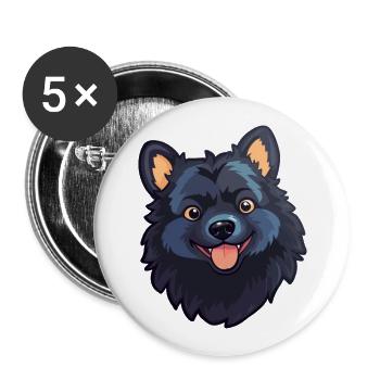 Schipperke Hunderasse Aquarell Karikatur Kawaii Cli - Buttons groß 56 mm (5er Pack) - Weiß - Vorne