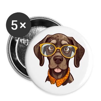 Deutsch Kurzhaar Hund Rasse Aquarell Ca - Buttons groß 56 mm (5er Pack) - Weiß - Vorne