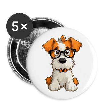 Wire Fox Terrier Dog Breed Watercolor Cartoon Kawa - Buttons large 2.2''/56 mm (5-pack) - white - Front
