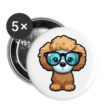 Toy Poodle Dog Breed Watercolor Cartoon Kawaii Gla - Buttons large 2.2''/56 mm (5-pack) - white - Front