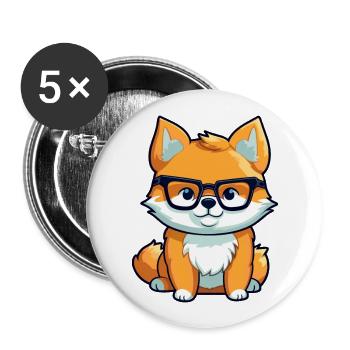 Shiba Inu Dog Breed Watercolor Cartoon Kawaii Glas - Buttons large 2.2''/56 mm (5-pack) - white - Front