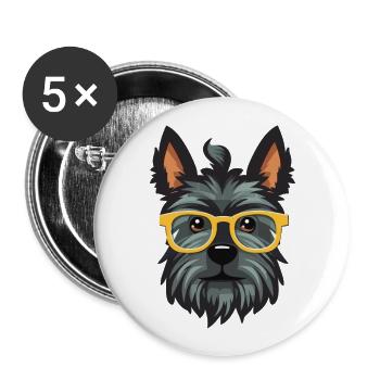 Scottish Terrier Dog Breed Watercolor Cartoon Kawa - Buttons large 2.2''/56 mm (5-pack) - white - Front