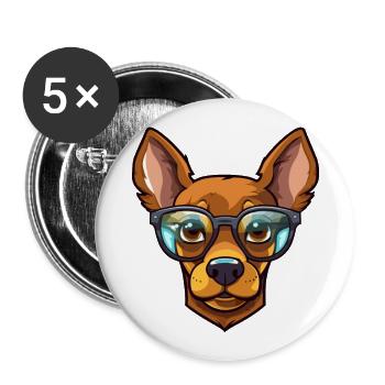 Miniature Pinscher Dog Breed Watercolor Cartoon Ka - Buttons large 2.2''/56 mm (5-pack) - white - Front