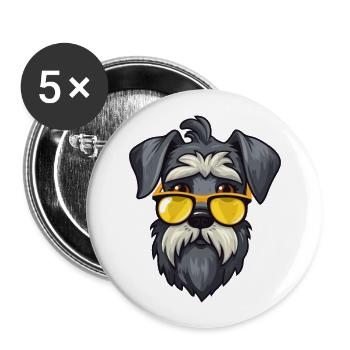 Miniatur Schnauzer Hunderasse Aquarell Cartoon K - Buttons groß 56 mm (5er Pack) - Weiß - Vorne