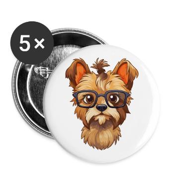 Yorkshire Terrier Hunderasse Aquarell Karikatur Kaw - Buttons groß 56 mm (5er Pack) - Weiß - Vorne