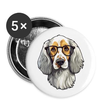 Setter anglais chien race aquarelle dessin animé Kawaii - Lot de 5 grands badges (56 mm) - blanc - Devant