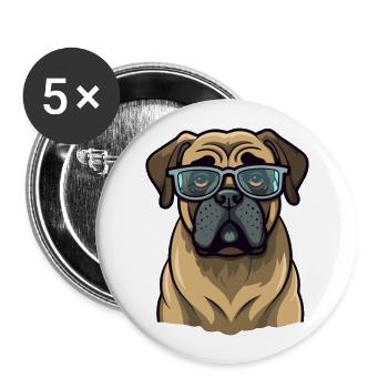Englische Dogge Hunderasse Aquarell Cartoon Kawai - Buttons groß 56 mm (5er Pack) - Weiß - Vorne