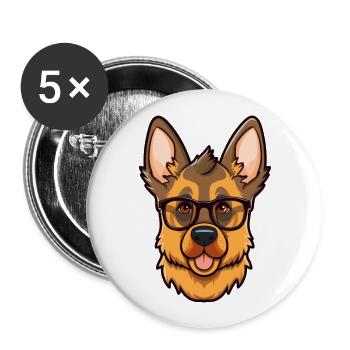German Shepherd Dog Breed Watercolor Cartoon Kawai - Buttons large 2.2''/56 mm (5-pack) - white - Front