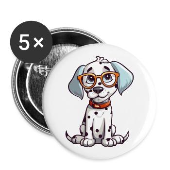 Dalmatinische Hunderasse Aquarell Karikatur Kawaii Glas - Buttons groß 56 mm (5er Pack) - Weiß - Vorne