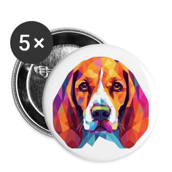 Beagle Dog Breed Watercolor Cartoon Kawaii Colorfu - Buttons large 2.2''/56 mm (5-pack) - white - Front