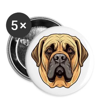 Englische Dogge Hunderasse Aquarell Cartoon Kawai - Buttons groß 56 mm (5er Pack) - Weiß - Vorne