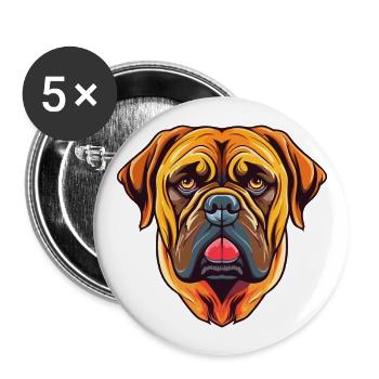Bullmastiff chien race aquarelle dessin animé Kawaii Co - Lot de 5 grands badges (56 mm) - blanc - Devant
