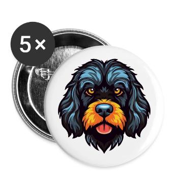 Portuguese Water Dog Breed Watercolor Cartoon Kawa - Buttons large 2.2''/56 mm (5-pack) - white - Front