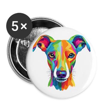 Whippet chien race aquarelle dessin animé kawaii colorf - Lot de 5 grands badges (56 mm) - blanc - Devant