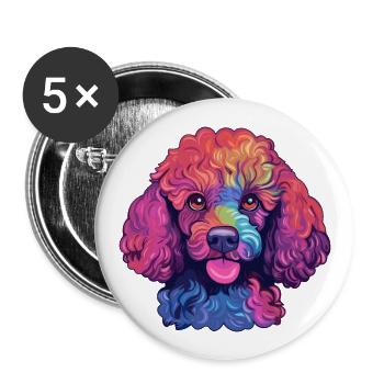 Toy Poodle Dog Breed Watercolor Cartoon Kawaii Col - Buttons large 2.2''/56 mm (5-pack) - white - Front