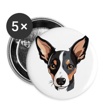 Spielzeug Foxterrier Hunderasse Aquarell Karikatur Kawai - Buttons groß 56 mm (5er Pack) - Weiß - Vorne