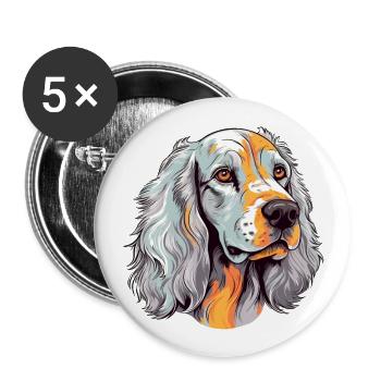 Setter anglais chien race aquarelle dessin animé Kawaii - Lot de 5 grands badges (56 mm) - blanc - Devant