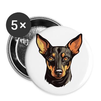 Manchester Terrier Dog Breed Watercolor Cartoon Ka - Buttons large 2.2''/56 mm (5-pack) - white - Front