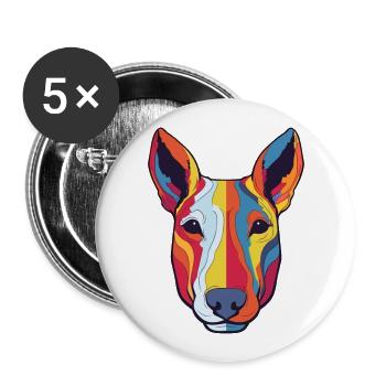 Miniature Bull Terrier Dog Breed Watercolor Cartoo - Buttons large 2.2''/56 mm (5-pack) - white - Front