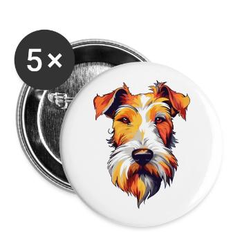 Wire Fox Terrier Dog Breed Watercolor Cartoon Kawa - Buttons large 2.2''/56 mm (5-pack) - white - Front