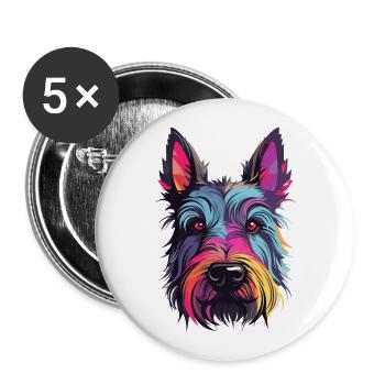 Scottish Terrier Dog Breed Watercolor Cartoon Kawa - Buttons large 2.2''/56 mm (5-pack) - white - Front