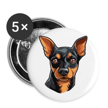 Miniature Pinscher Dog Breed Watercolor Cartoon Ka - Buttons large 2.2''/56 mm (5-pack) - white - Front