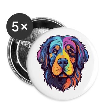 Newfoundland Dog Breed Watercolor Cartoon Kawaii C - Buttons large 2.2''/56 mm (5-pack) - white - Front