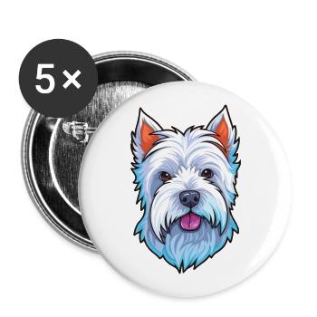 West Highland White Terrier Dog Breed Watercolor C - Buttons large 2.2''/56 mm (5-pack) - white - Front