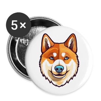Shiba Inu Dog Breed Watercolor Cartoon Kawaii Colo - Buttons large 2.2''/56 mm (5-pack) - white - Front