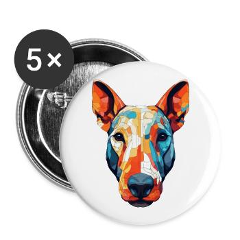 Bull Terrier chien race aquarelle dessin animé Kawaii C - Lot de 5 grands badges (56 mm) - blanc - Devant