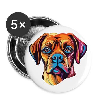 Puggle Dog Breed Watercolor Cartoon Kawaii Colorfu - Buttons large 2.2''/56 mm (5-pack) - white - Front